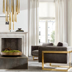 Chandelier Crystal Shade Brass Blackened Silver Luxe  Staircase