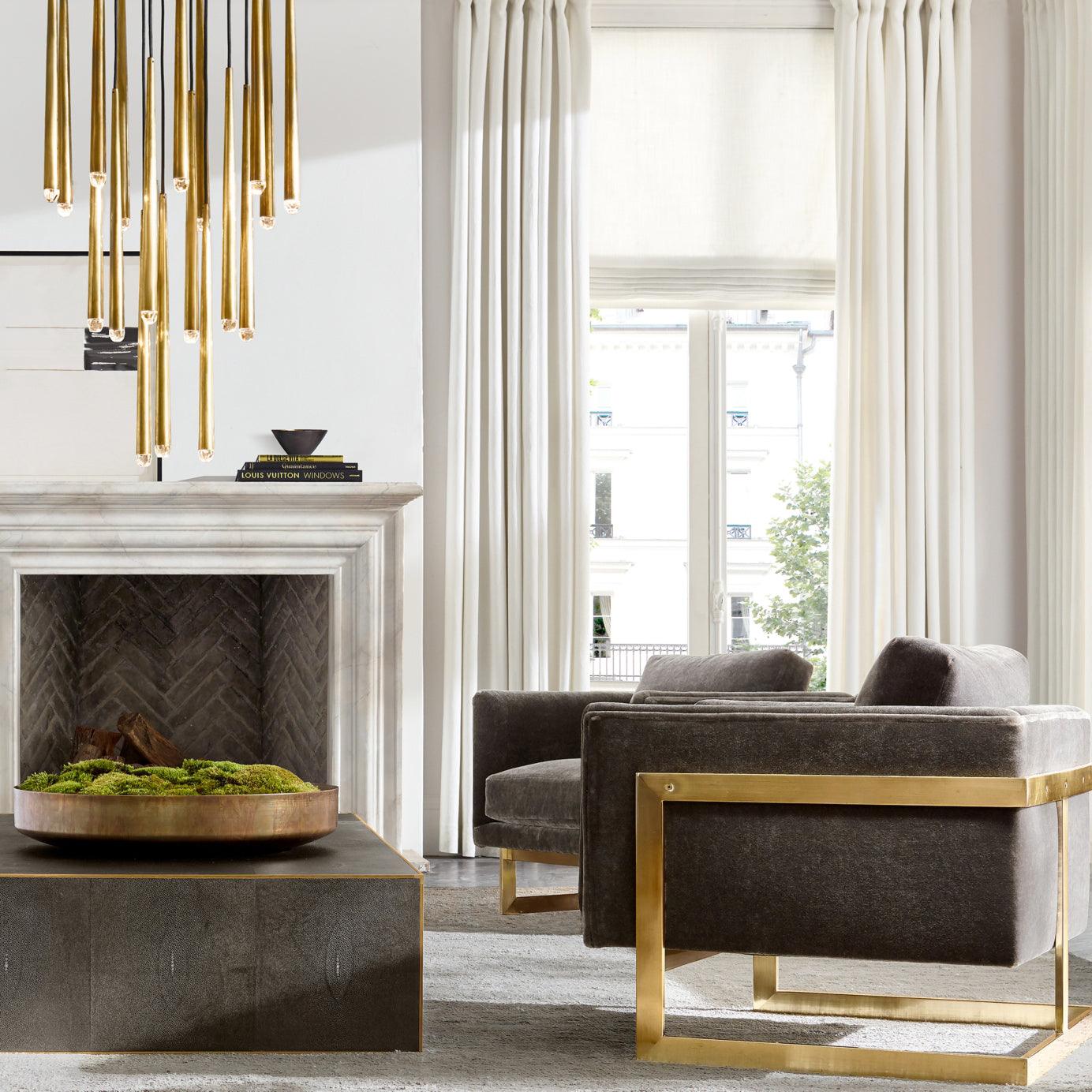 Chandelier Crystal Shade Brass Blackened Silver Luxe  Staircase