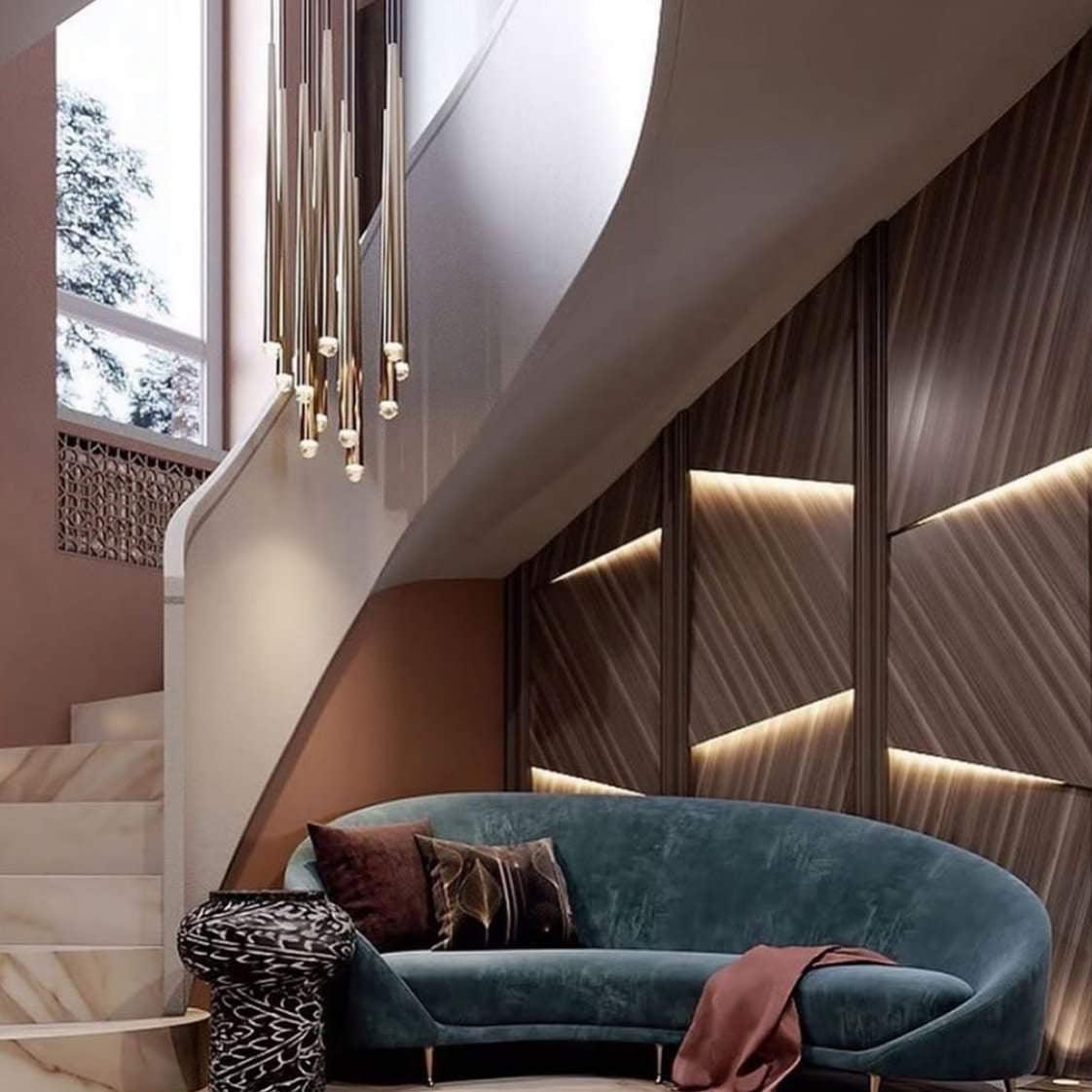 Chandelier Crystal Shade Brass Blackened Silver Luxe  Staircase