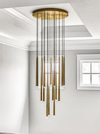Chandelier Crystal Shade Brass Blackened Silver Luxe  Staircase