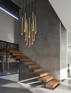 Chandelier Crystal Shade Brass Blackened Silver Luxe  Staircase