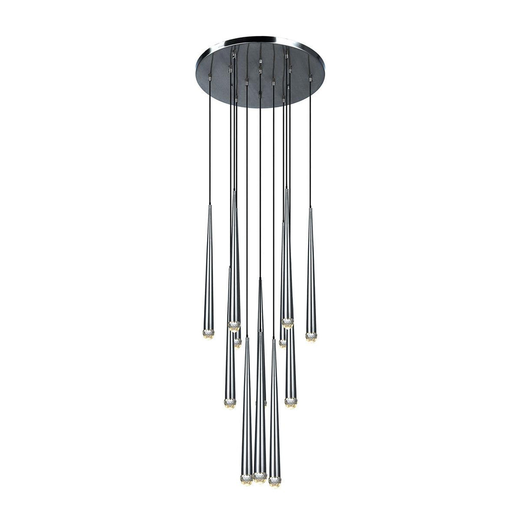 Chandelier Crystal Shade Brass Blackened Silver Luxe  Staircase