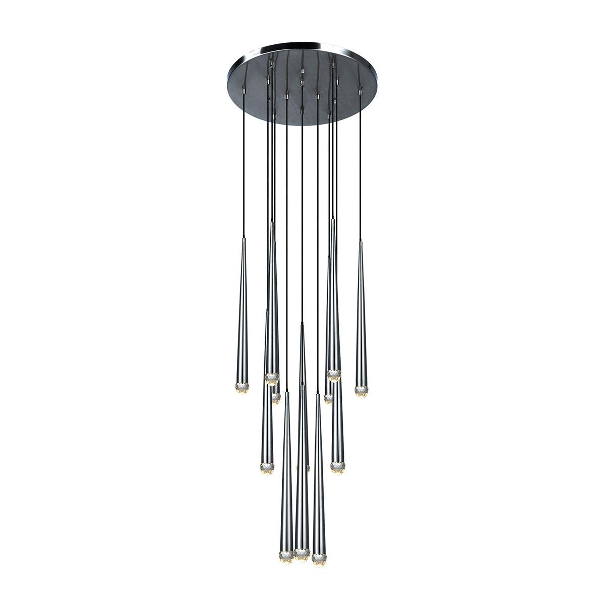Chandelier Crystal Shade Brass Blackened Silver Luxe  Staircase
