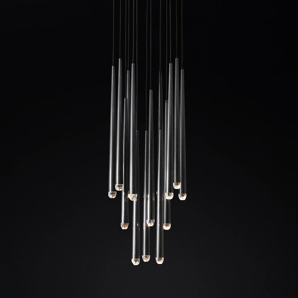 Chandelier Crystal Shade Brass Blackened Silver Luxe  Staircase