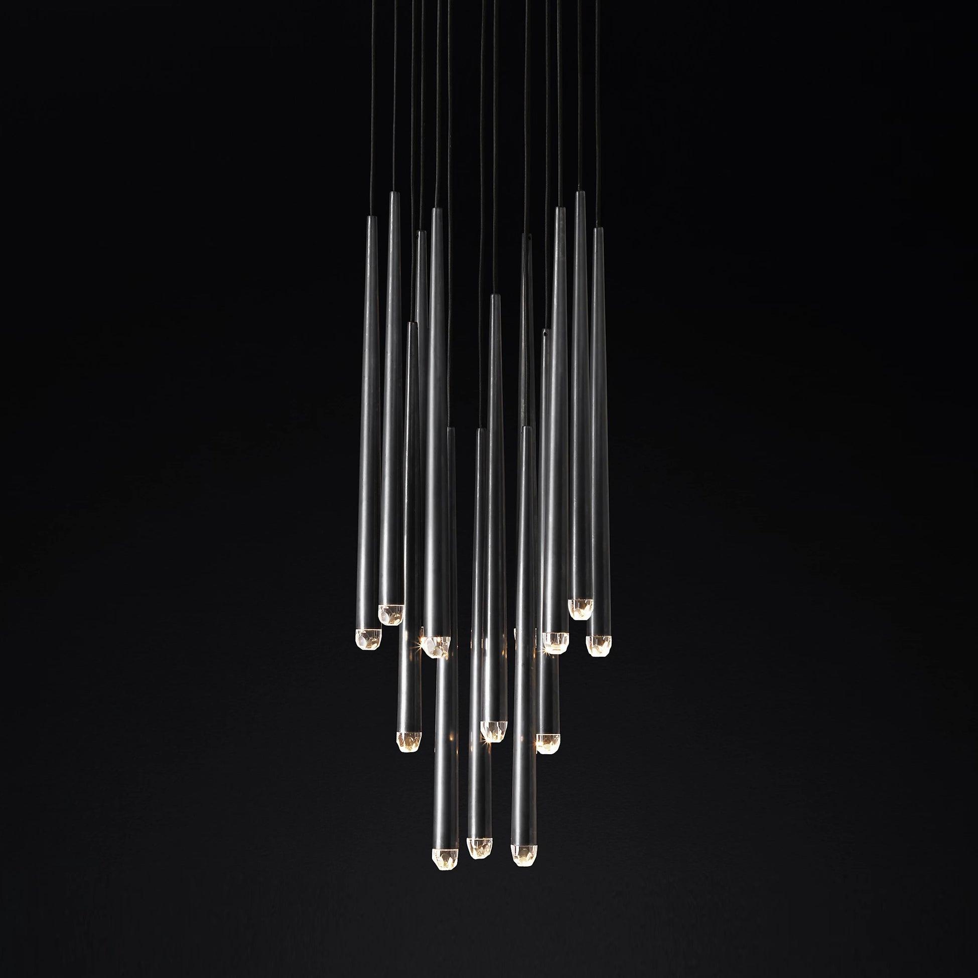 Chandelier Crystal Shade Brass Blackened Silver Luxe  Staircase