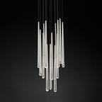 Chandelier Crystal Shade Brass Blackened Silver Luxe  Staircase