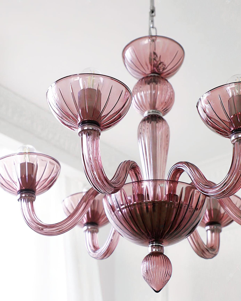 Chandelier Murano Glass Purple Pink