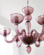 Chandelier Murano Glass Purple Pink