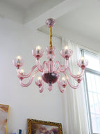 Chandelier Murano Glass Purple Pink