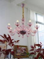 Chandelier Murano Glass Purple Pink