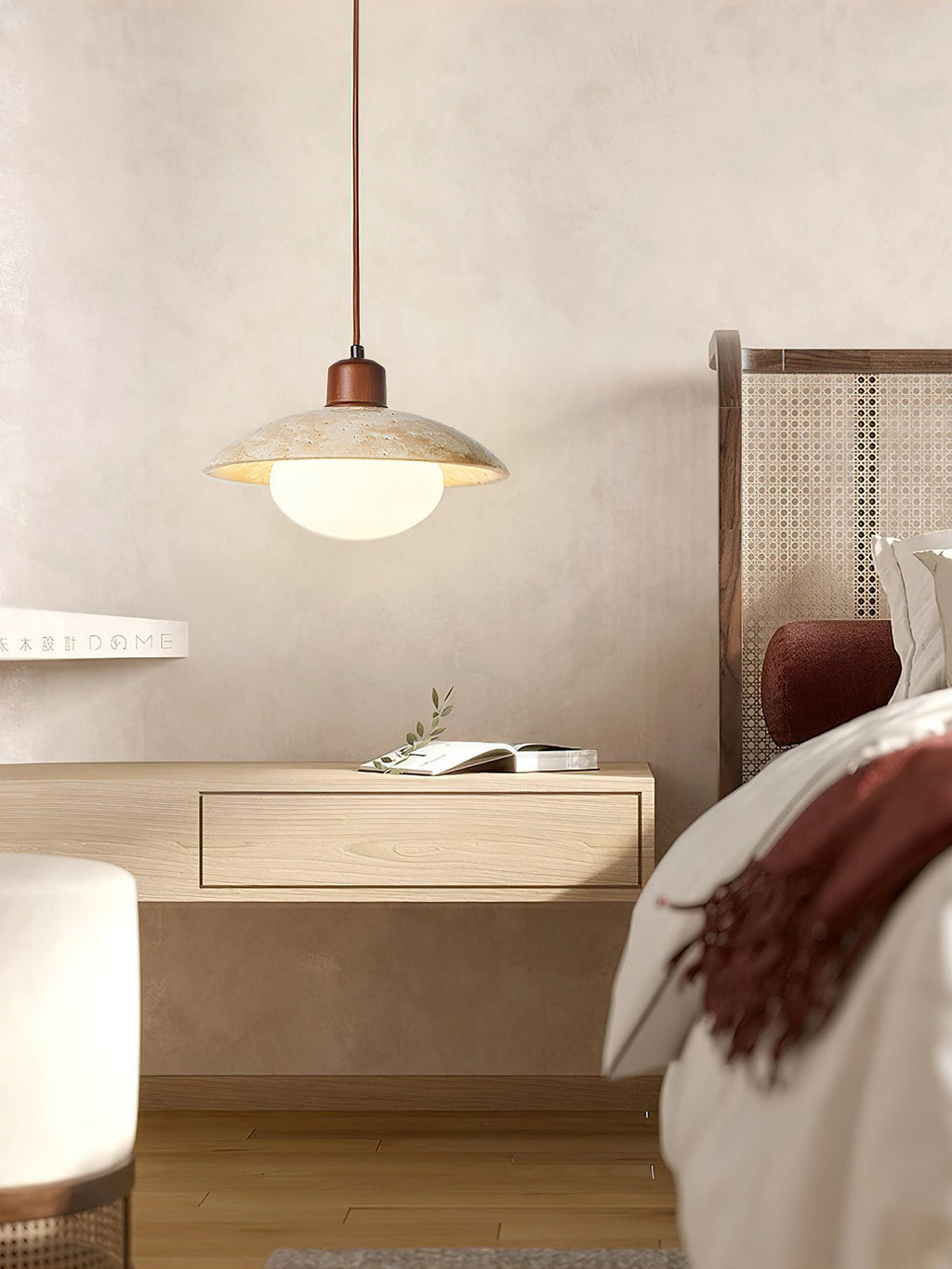 Onorarae Dome-Shade Travertine Pendant Light