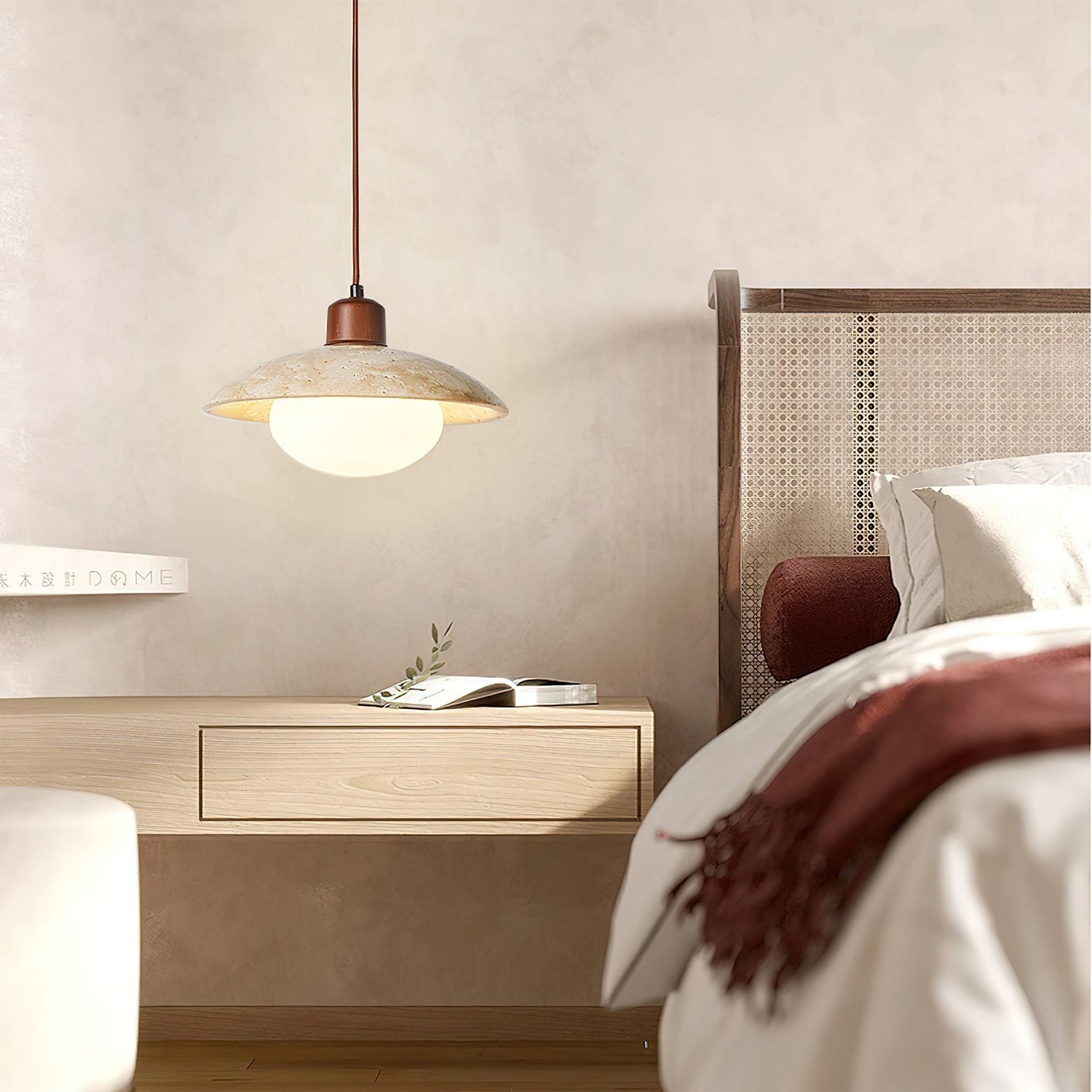 Onorarae Dome-Shade Travertine Pendant Light