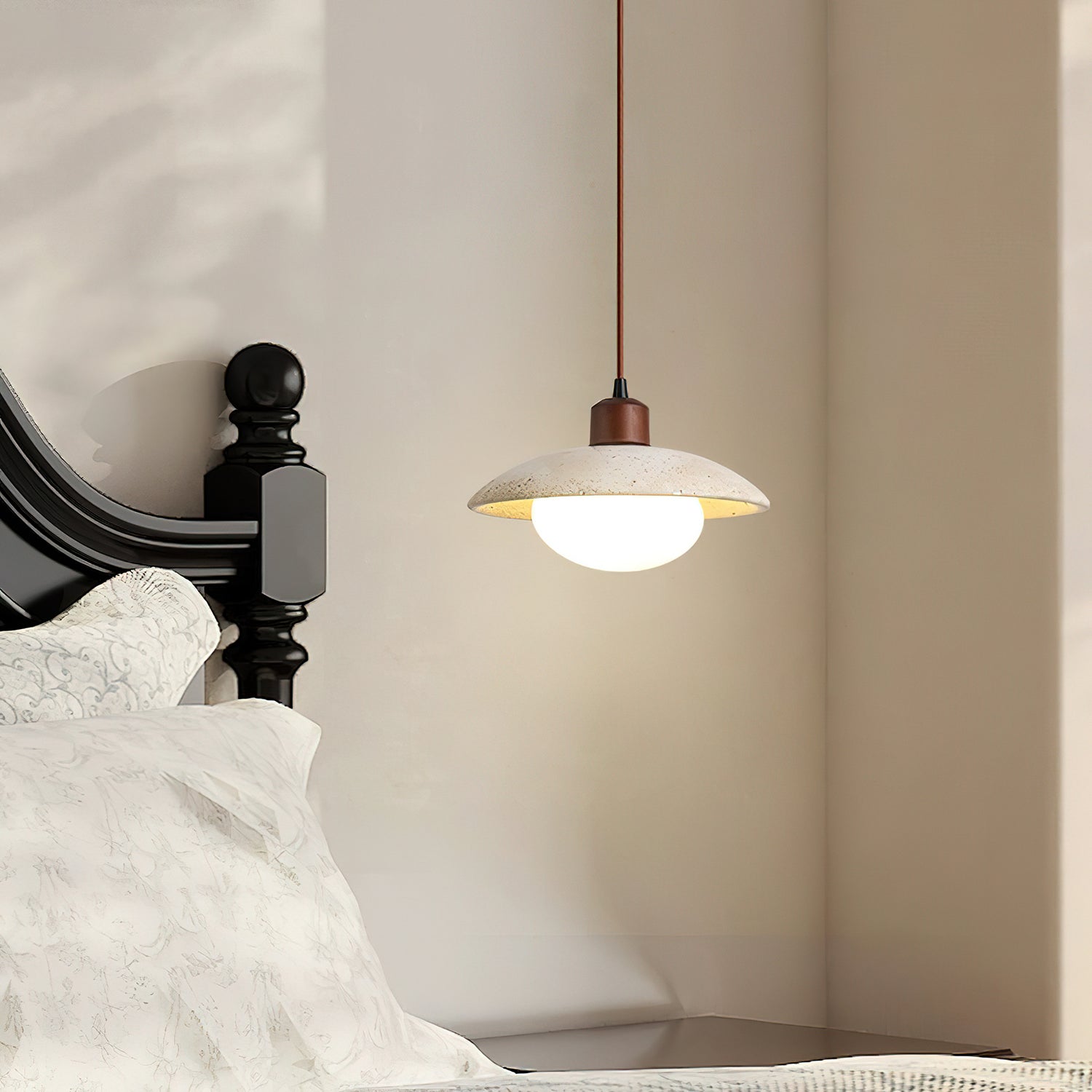 Onorarae Dome-Shade Travertine Pendant Light