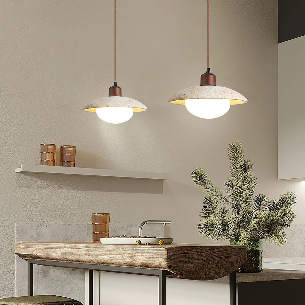 Onorarae Dome-Shade Travertine Pendant Light