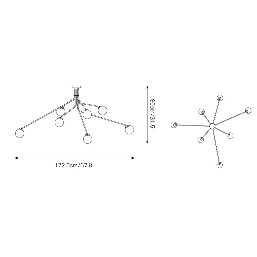Vatnuvyo Modern Minimalist Brass Metal Glass Ceiling Lamp