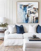 Textured Abstract Cliff Painting Bold Blue