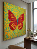 Dot Art Butterfly Painting Vibrant Red