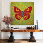 Dot Art Butterfly Painting Vibrant Red