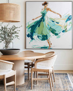 Textured Ballerina Oil Painting Teal Green