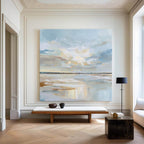 Tranquil Coastal Horizon Oil Painting Soft Blue