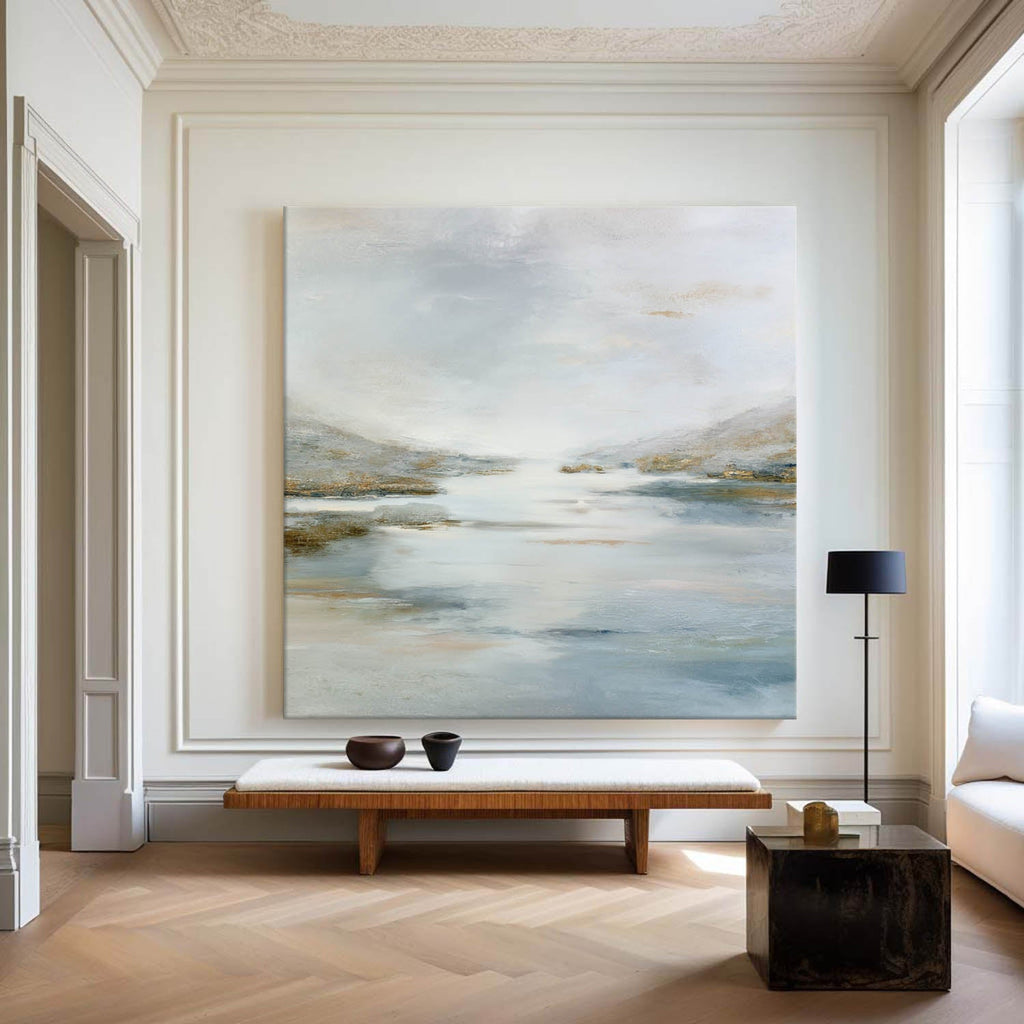 Serene Abstract Landscape Oil Painting Neutral