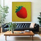 Dot Art Strawberry Painting Vibrant Red