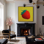 Dot Art Strawberry Painting Vibrant Red