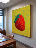 Dot Art Strawberry Painting Vibrant Red