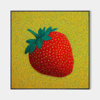 Dot Art Strawberry Painting Vibrant Red