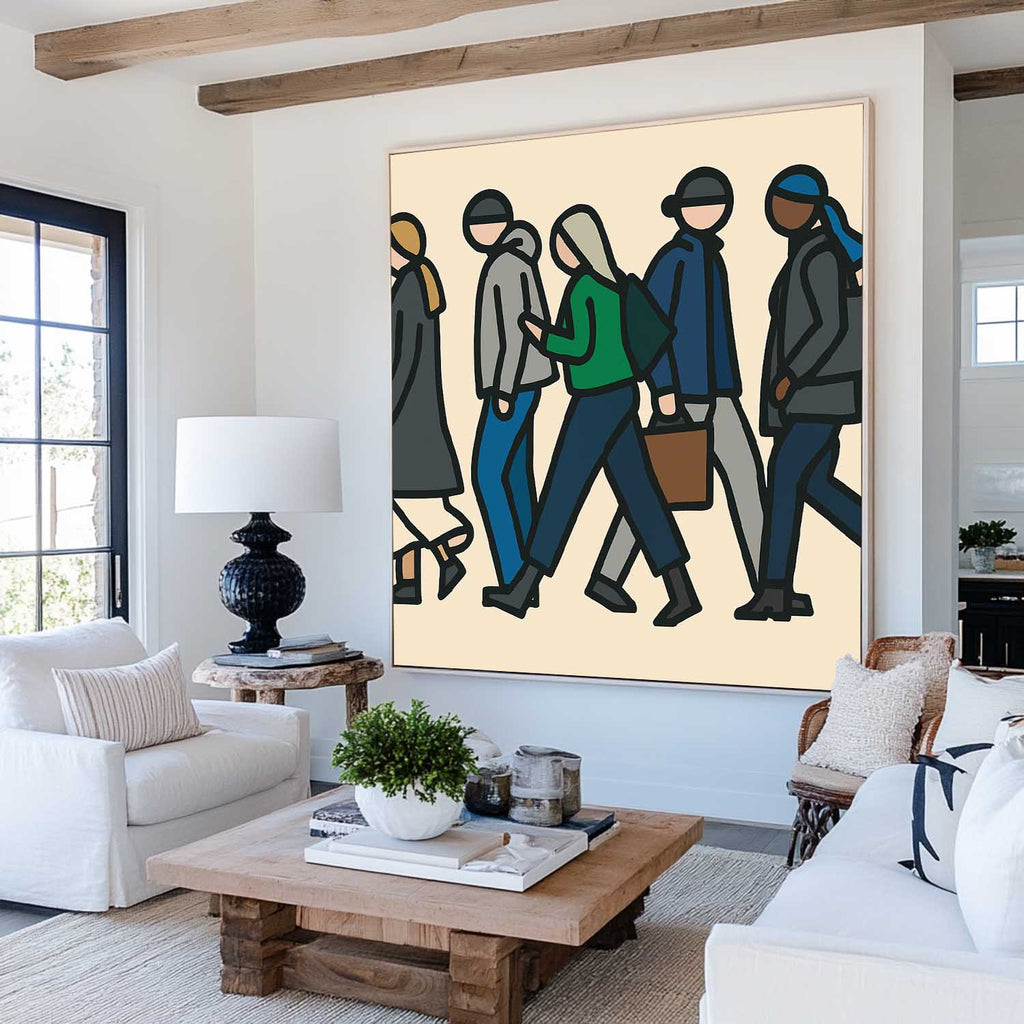 Urban Commuter Pop Art Painting Bold Line