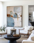 Minimalist Geometric Painting Neutral Blue Beige