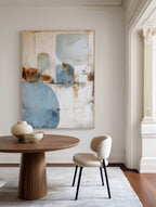 Minimalist Geometric Painting Neutral Blue Beige