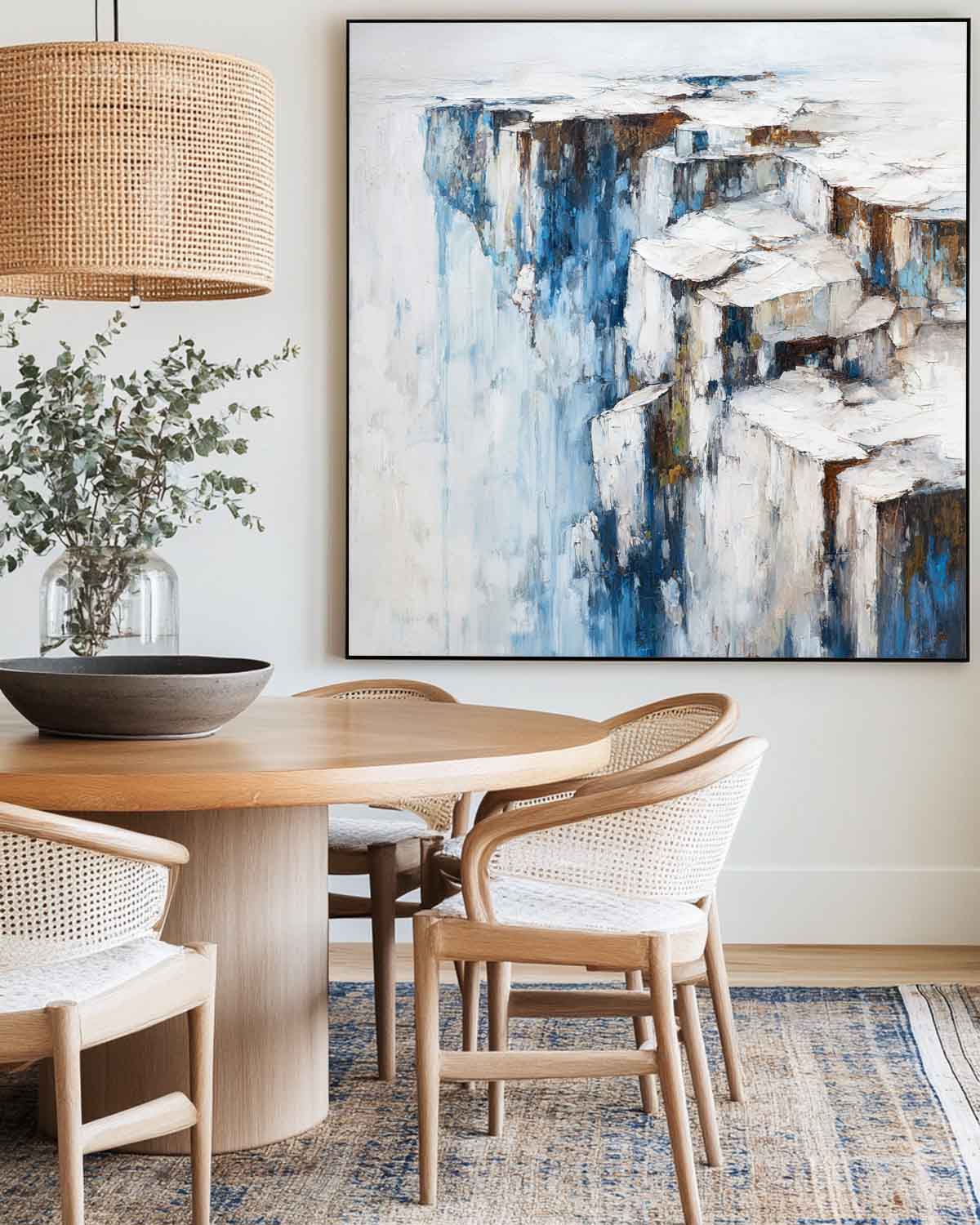 Textured Abstract Cliff Painting Bold Blue