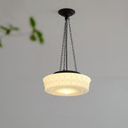 Valentina Vintage French Country Dome Pendant Light, White/Beige