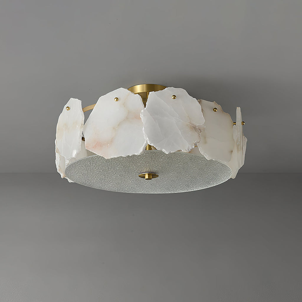 Zoruvys Sophisticated Disc Flat Alabaster Glass Ceiling Light