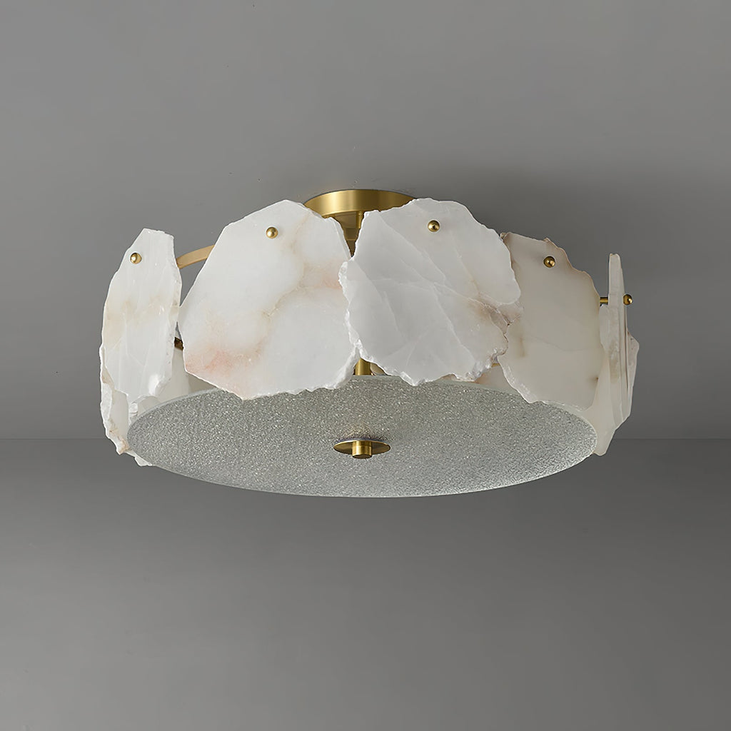 Zoruvys Sophisticated Disc Flat Alabaster Glass Ceiling Light