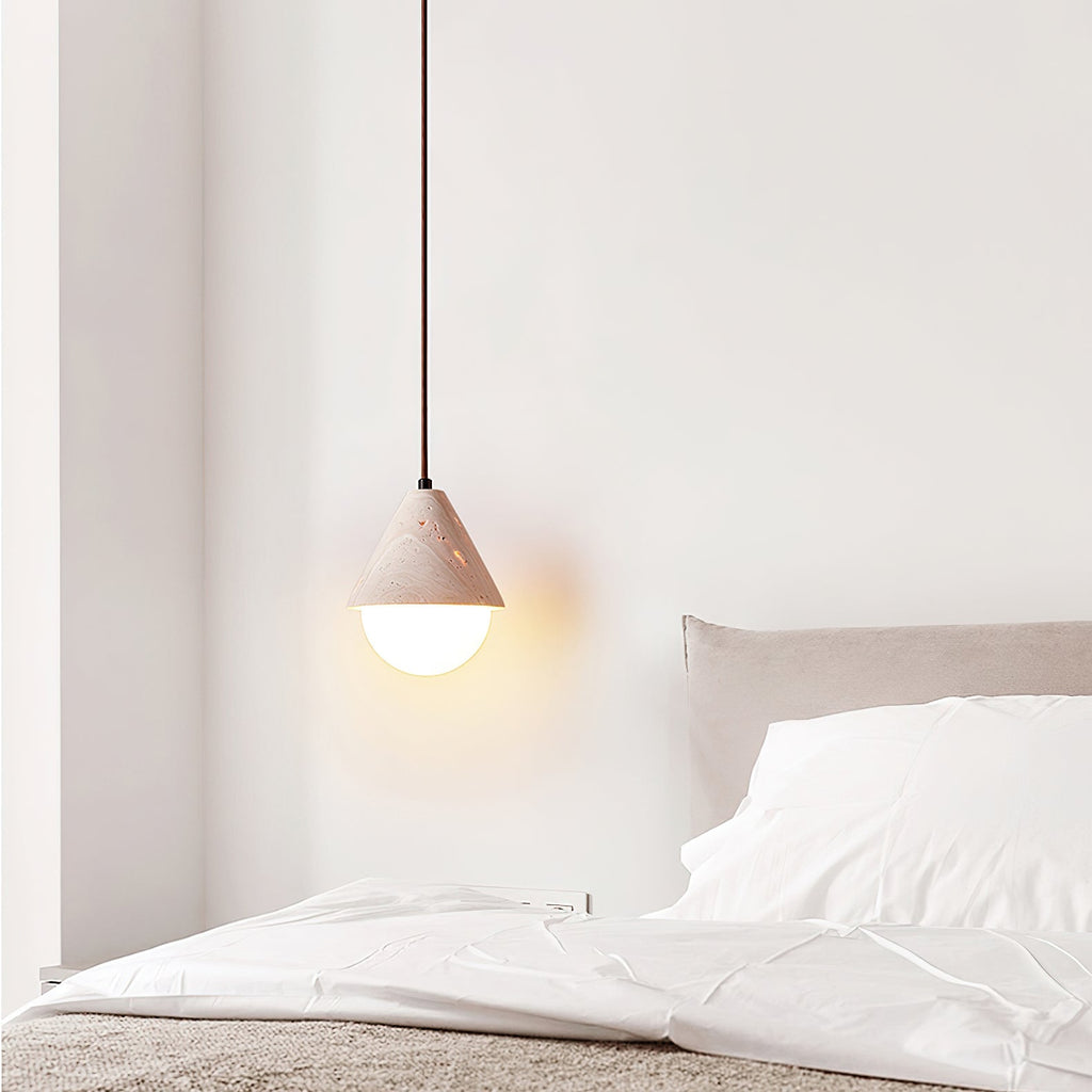 Cevynisra Cone Hemisphere Travertine Pendant Light