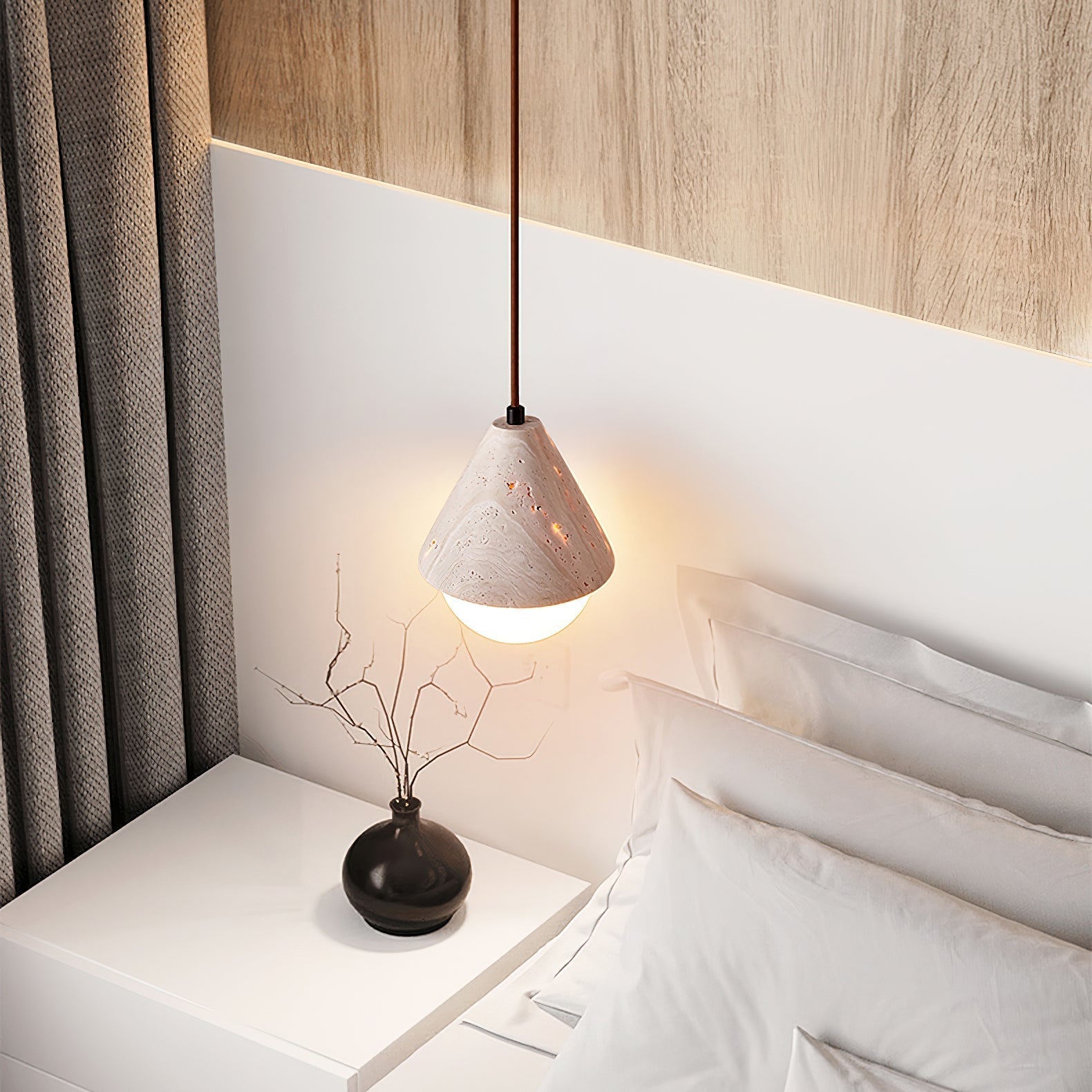 Cevynisra Cone Hemisphere Travertine Pendant Light