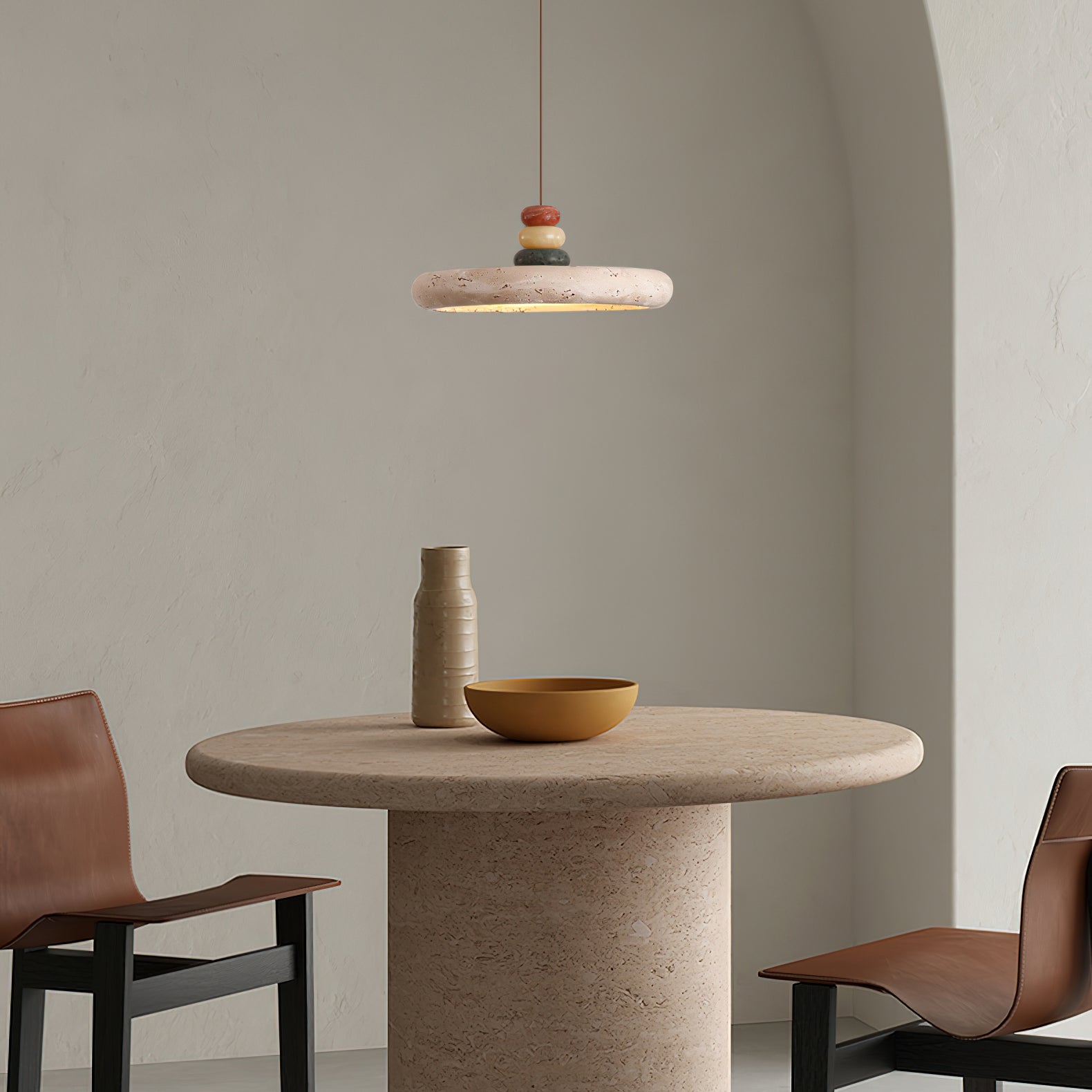 Tinon Pendant Lamp Yellow travertine Marble