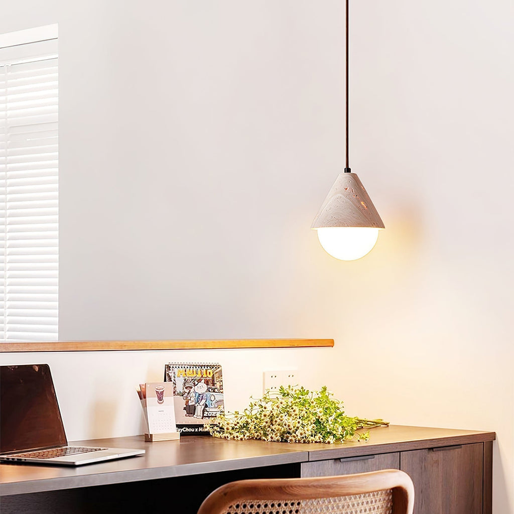 Cevynisra Cone Hemisphere Travertine Pendant Light