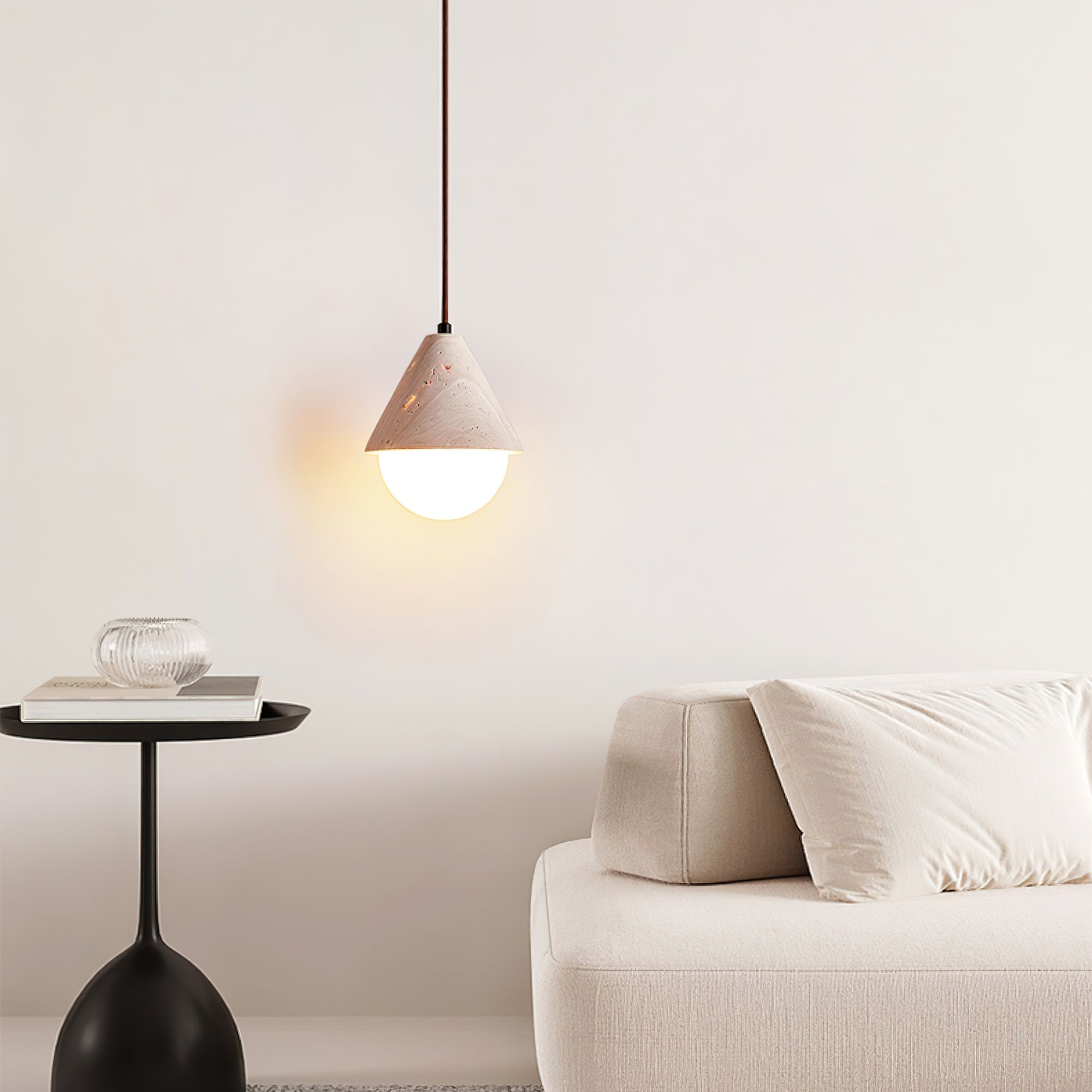 Cevynisra Cone Hemisphere Travertine Pendant Light