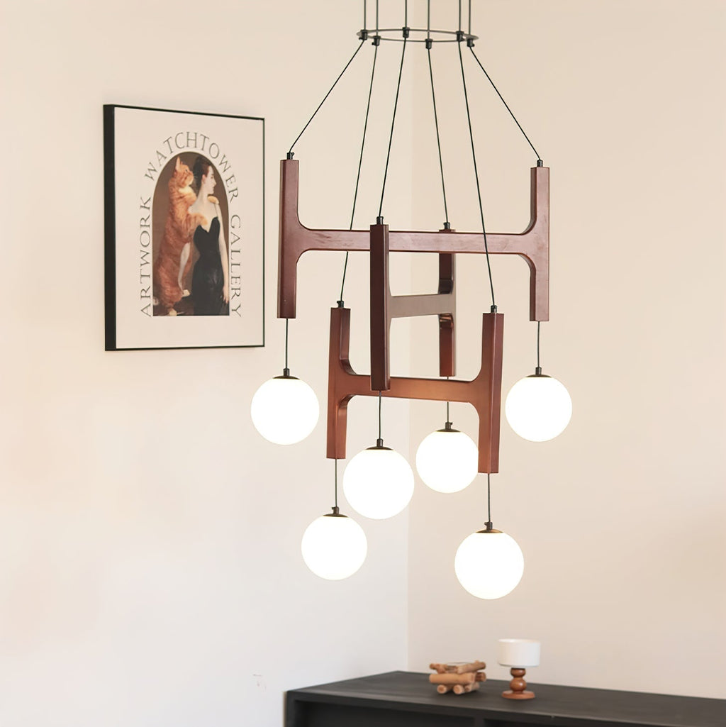Terra Chandelier Geometric Wood
