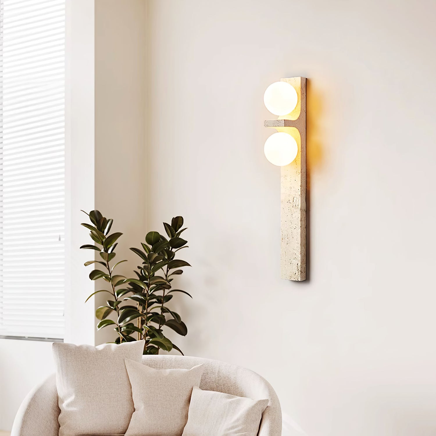 Cassiopeia Wall Light Minimalist in Travertine - Kingsley Beaumont