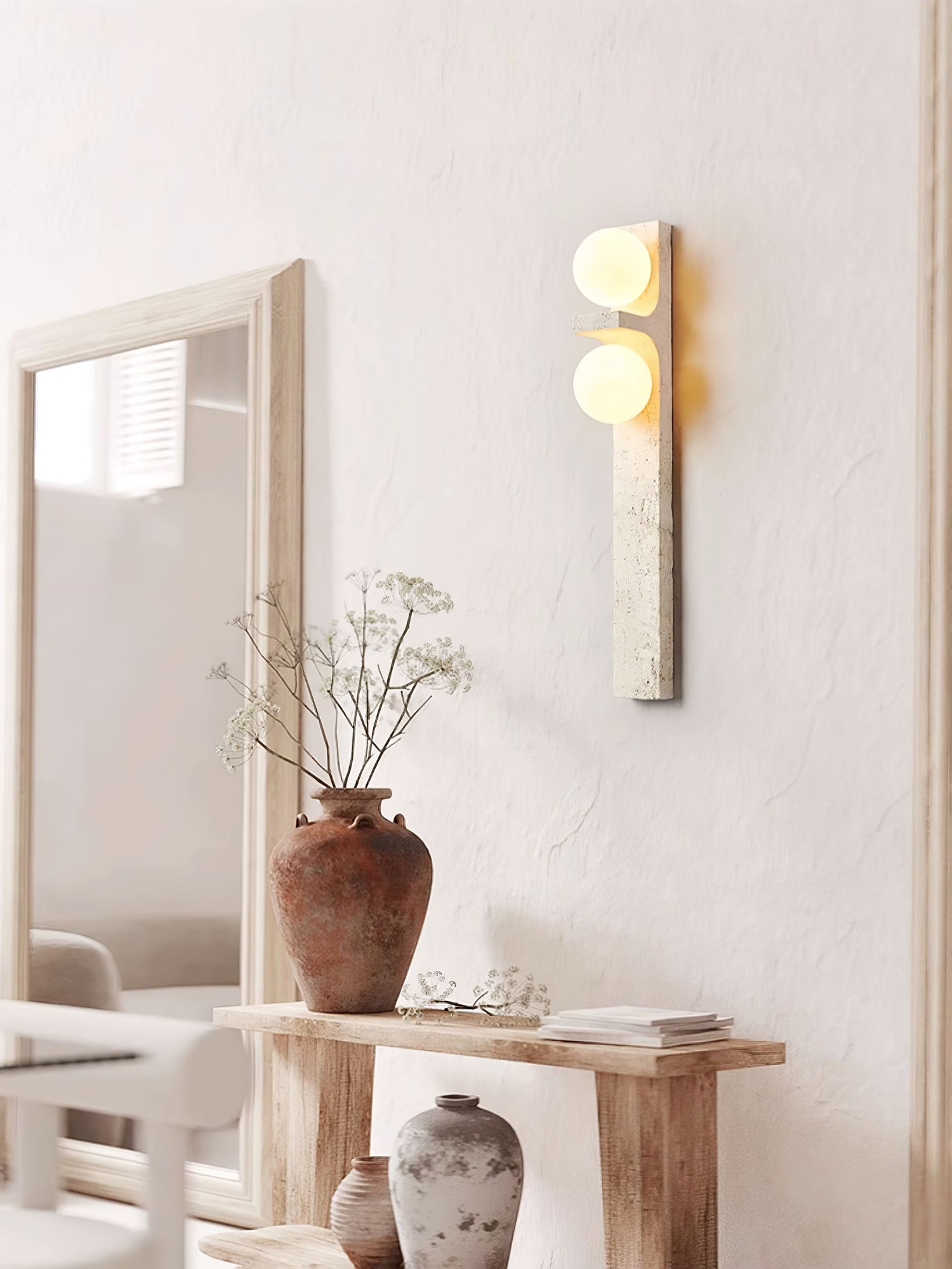 Cassiopeia Wall Light Minimalist in Travertine - Kingsley Beaumont