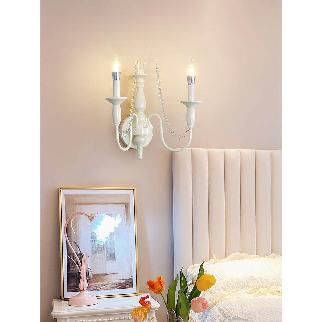 Jarnbruvys Traditional Candle Metal Crystal Wall Lamp