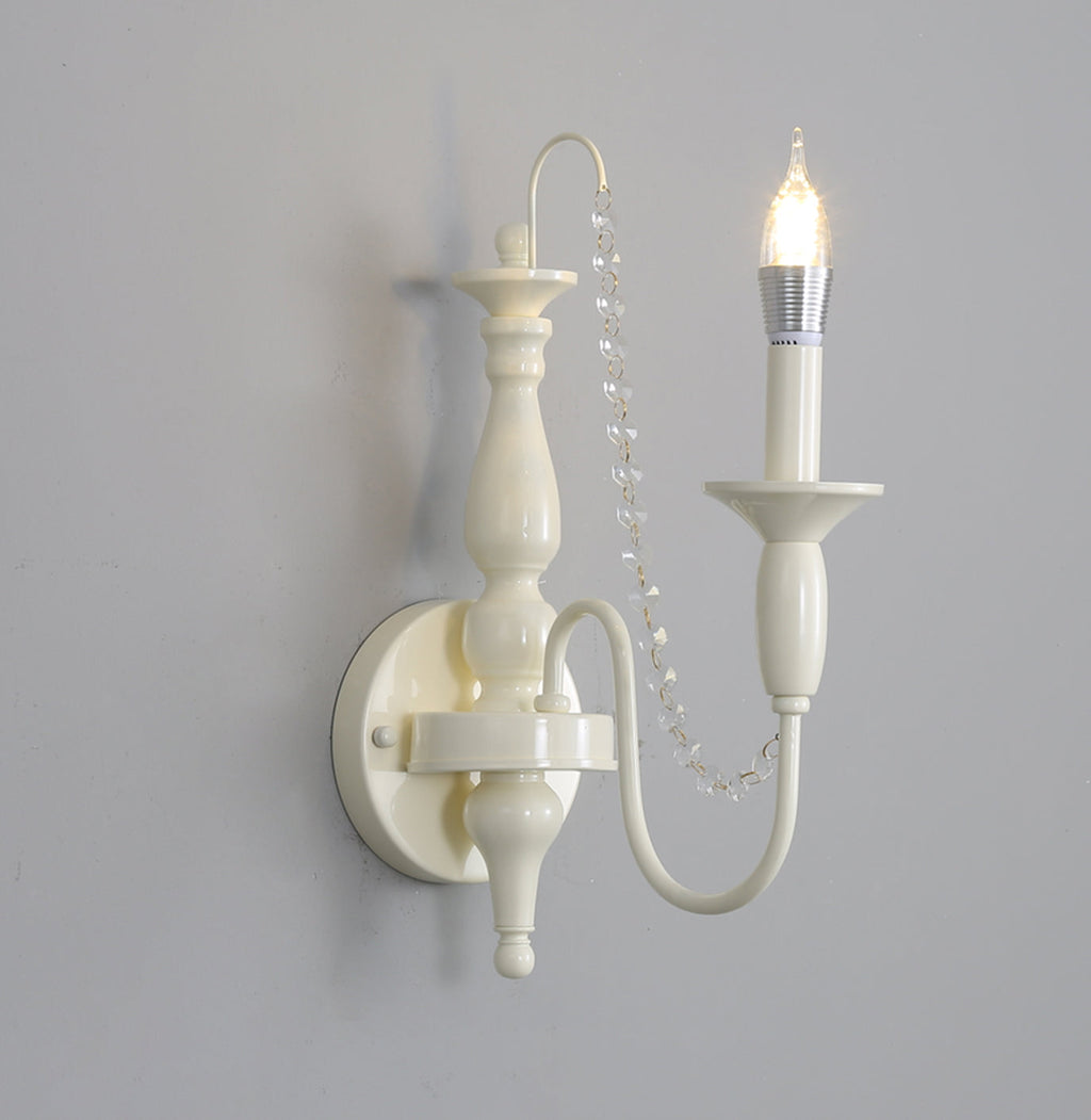 Jarnbruvys Traditional Candle Metal Crystal Wall Lamp
