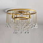 Fljotuvyo Postmodern Luxury Brass Crystal Flush Mount Ceiling Lamp