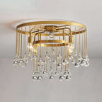 Fljotuvyo Postmodern Luxury Brass Crystal Flush Mount Ceiling Lamp