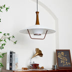 Vionne Mid-Century Wood and White Pendant Lamp