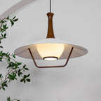 Vionne Mid-Century Wood and White Pendant Lamp